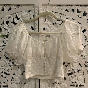 Free People poof sleeve crop top